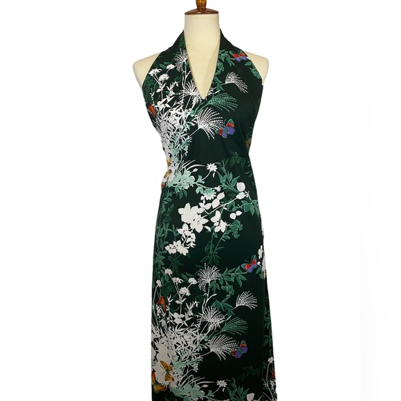 70s VTG Butterfly Maxi Dress and Fringe Shawl - Picture 4 of 17